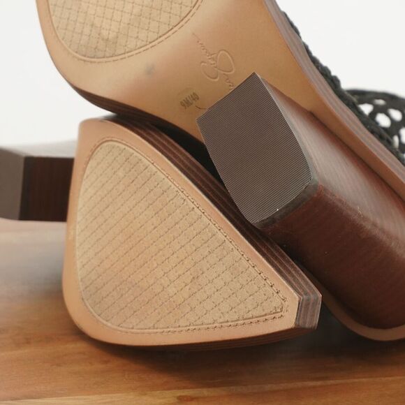 Jessica Simpson Womens Lukkah Boots Block Heel Pointed Knit Crochet Black 9M - Picture 9 of 9